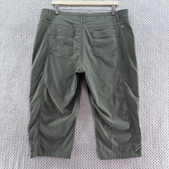 Kuhl Pants Women 16 Green Nylon Stretch Mid Rise Capri Rushed Leg Outdoor Hiking - Picture 7 of 16